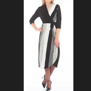New Eshakti Color Block Midi Wrap Dress M 10